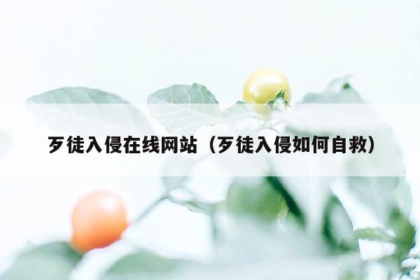 歹徒入侵在线网站（歹徒入侵如何自救）