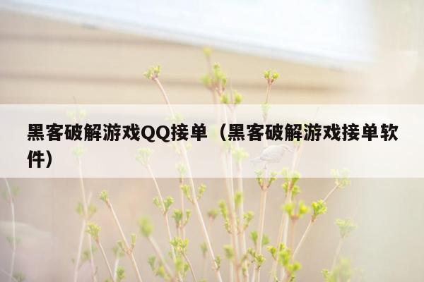 黑客破解游戏QQ接单（黑客破解游戏接单软件）