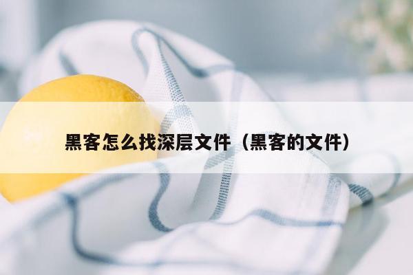 黑客怎么找深层文件（黑客的文件）