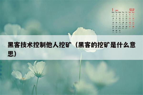 黑客技术控制他人挖矿（黑客的挖矿是什么意思）