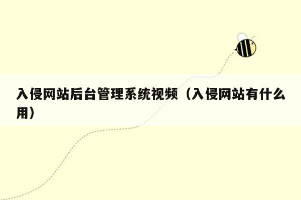 入侵网站后台管理系统视频（入侵网站有什么用）