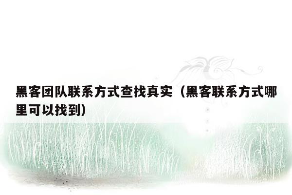 黑客团队联系方式查找真实（黑客联系方式哪里可以找到）