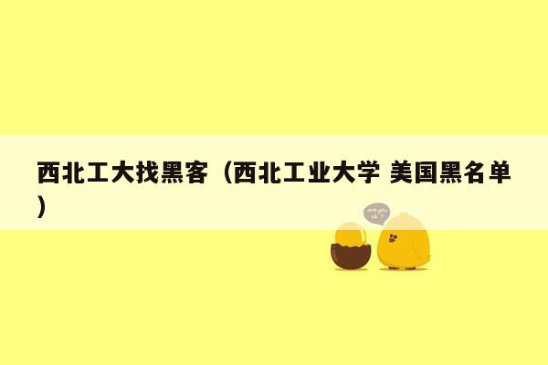 西北工大找黑客（西北工业大学 美国黑名单）