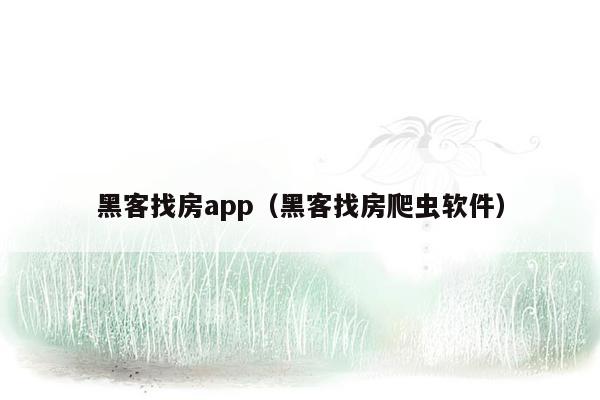 黑客找房app（黑客找房爬虫软件）