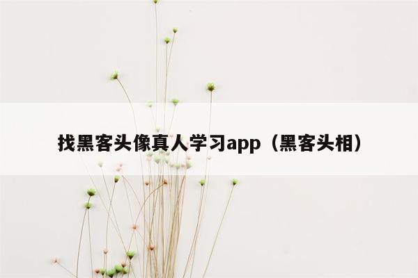 找黑客头像真人学习app（黑客头相）