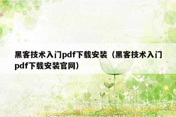 黑客技术入门pdf下载安装（黑客技术入门pdf下载安装官网）