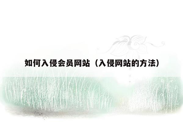 如何入侵会员网站（入侵网站的方法）