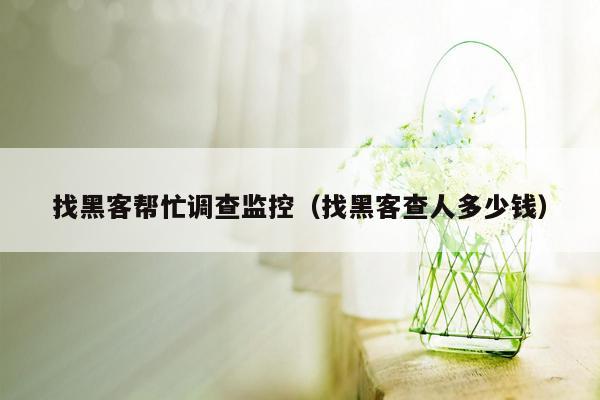 找黑客帮忙调查监控（找黑客查人多少钱）