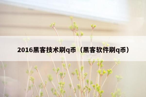 2016黑客技术刷q币（黑客软件刷q币）