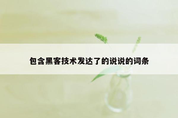 包含黑客技术发达了的说说的词条