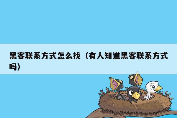 黑客联系方式怎么找（有人知道黑客联系方式吗）