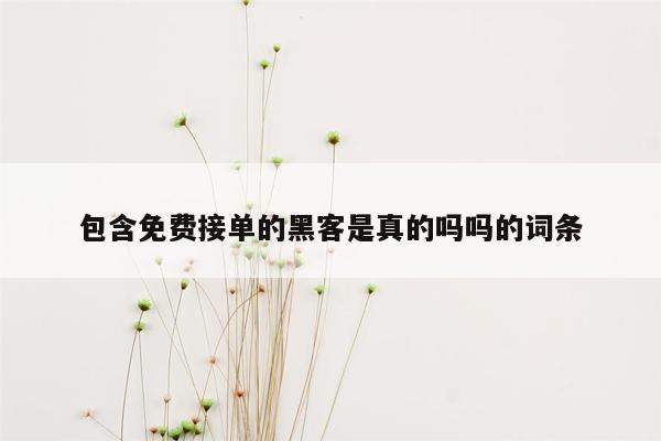 包含免费接单的黑客是真的吗吗的词条