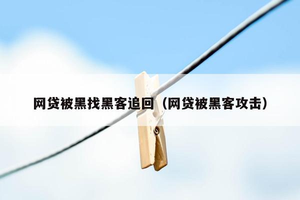 网贷被黑找黑客追回（网贷被黑客攻击）