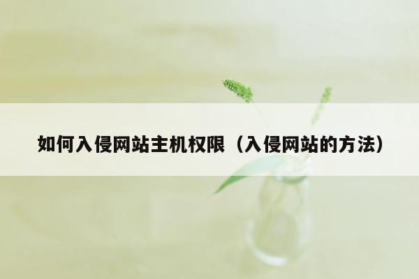 如何入侵网站主机权限（入侵网站的方法）