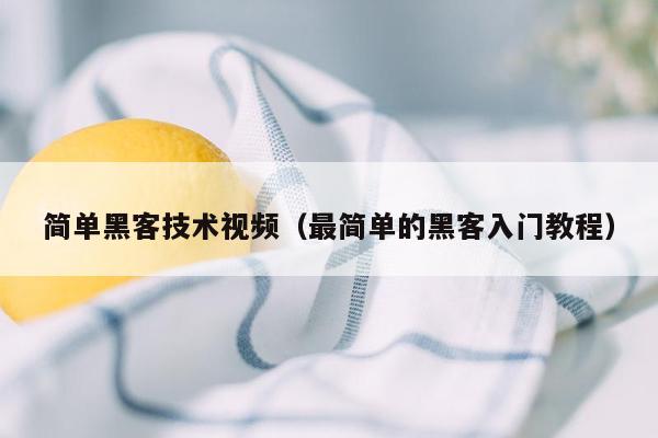 简单黑客技术视频（最简单的黑客入门教程）