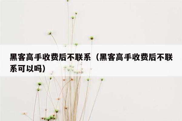 黑客高手收费后不联系（黑客高手收费后不联系可以吗）