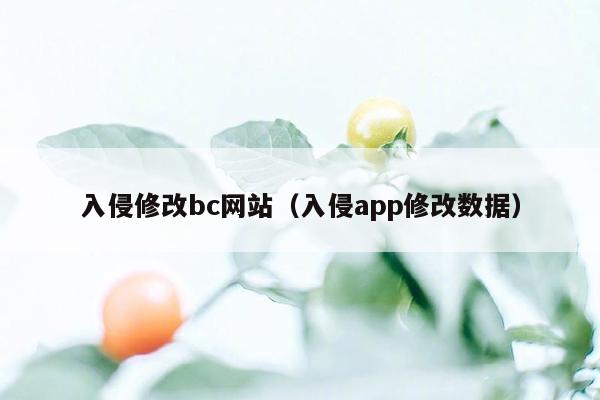 入侵修改bc网站（入侵app修改数据）