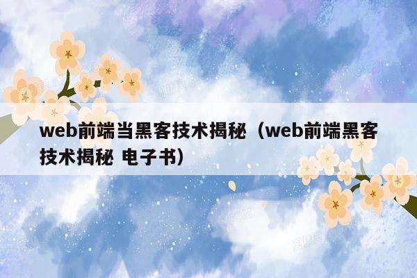 web前端当黑客技术揭秘（web前端黑客技术揭秘 电子书）