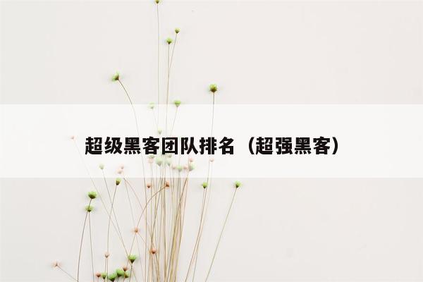 超级黑客团队排名（超强黑客）