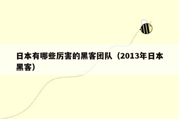 日本有哪些厉害的黑客团队（2013年日本黑客）