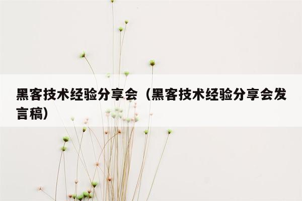 黑客技术经验分享会（黑客技术经验分享会发言稿）