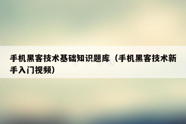 手机黑客技术基础知识题库（手机黑客技术新手入门视频）