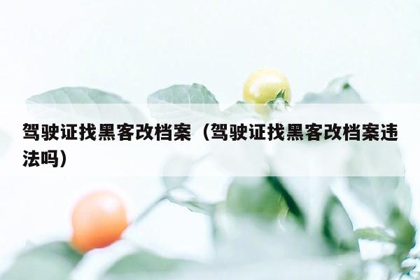 驾驶证找黑客改档案（驾驶证找黑客改档案违法吗）