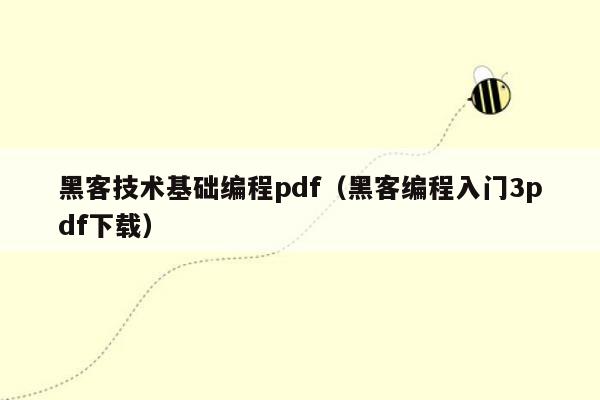 黑客技术基础编程pdf（黑客编程入门3pdf下载）