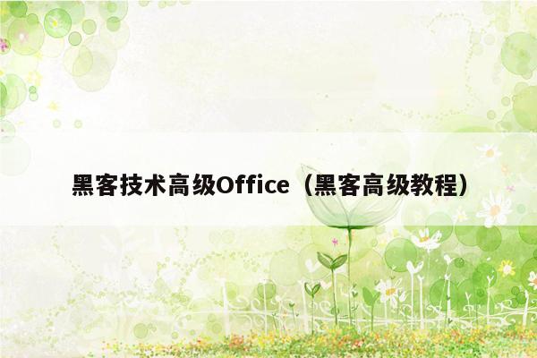 黑客技术高级Office（黑客高级教程）