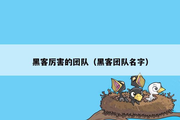 黑客厉害的团队（黑客团队名字）