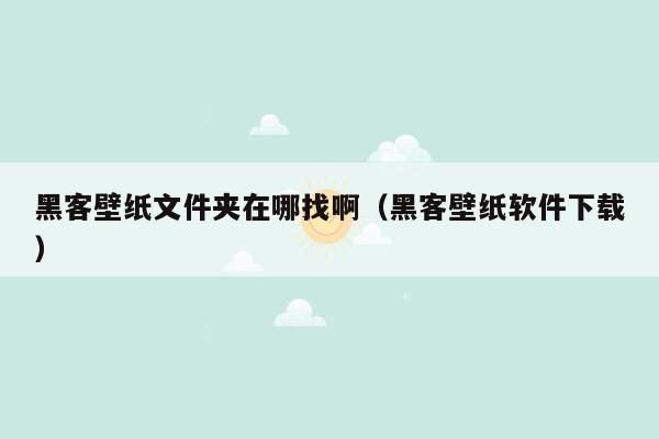 黑客壁纸文件夹在哪找啊（黑客壁纸软件下载）