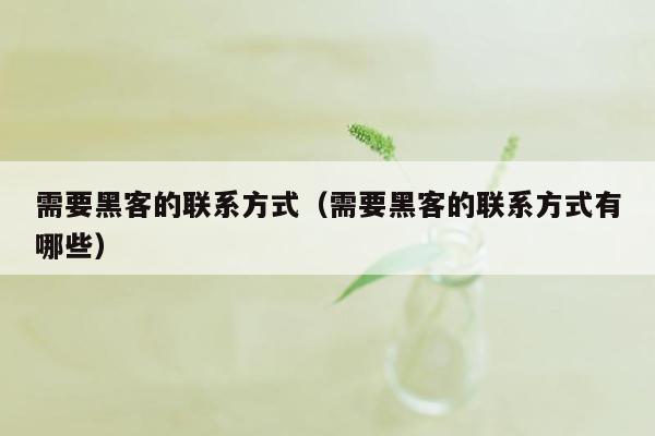 需要黑客的联系方式（需要黑客的联系方式有哪些）