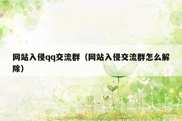 网站入侵qq交流群（网站入侵交流群怎么解除）