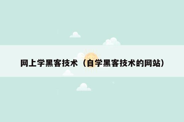 网上学黑客技术（自学黑客技术的网站）