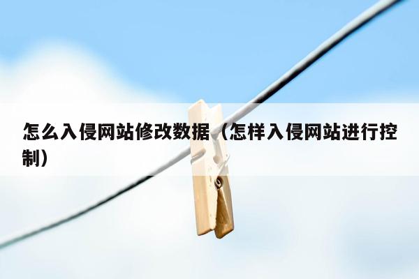 怎么入侵网站修改数据（怎样入侵网站进行控制）