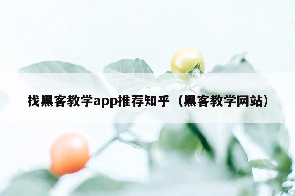 找黑客教学app推荐知乎（黑客教学网站）