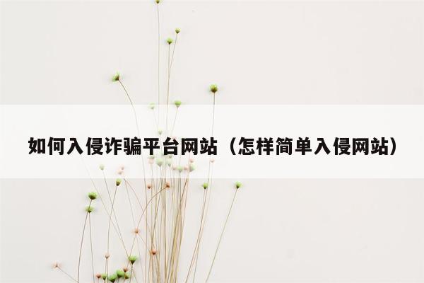 如何入侵诈骗平台网站（怎样简单入侵网站）