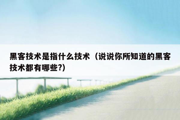 黑客技术是指什么技术（说说你所知道的黑客技术都有哪些?）