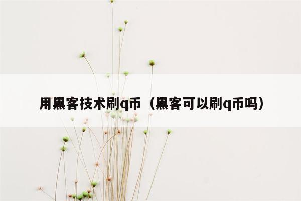 用黑客技术刷q币（黑客可以刷q币吗）