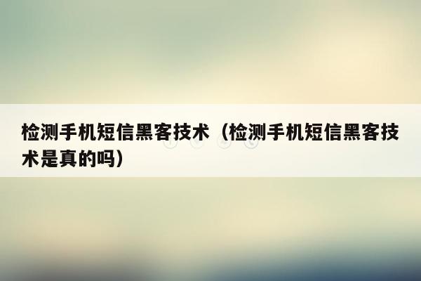 检测手机短信黑客技术（检测手机短信黑客技术是真的吗）