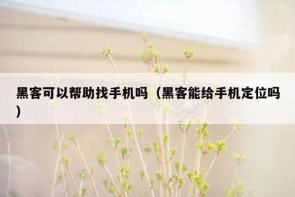 黑客可以帮助找手机吗（黑客能给手机定位吗）