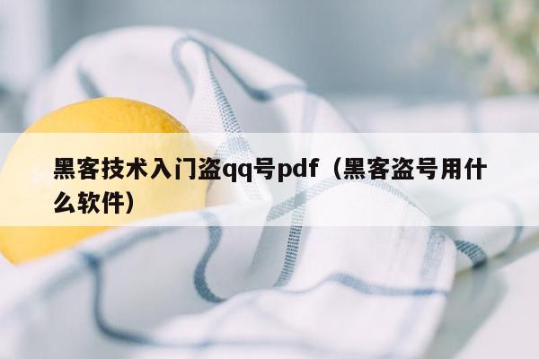 黑客技术入门盗qq号pdf（黑客盗号用什么软件）