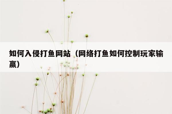 如何入侵打鱼网站（网络打鱼如何控制玩家输赢）