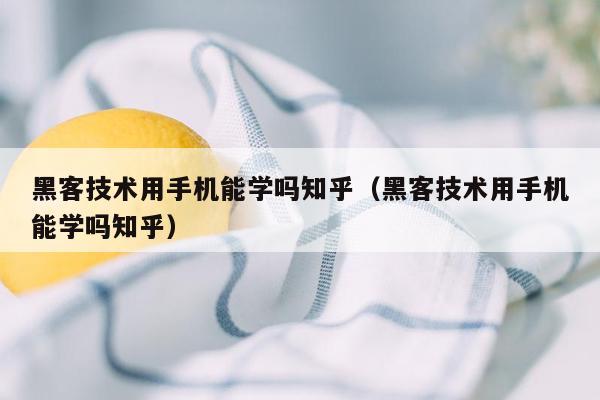 黑客技术用手机能学吗知乎（黑客技术用手机能学吗知乎）