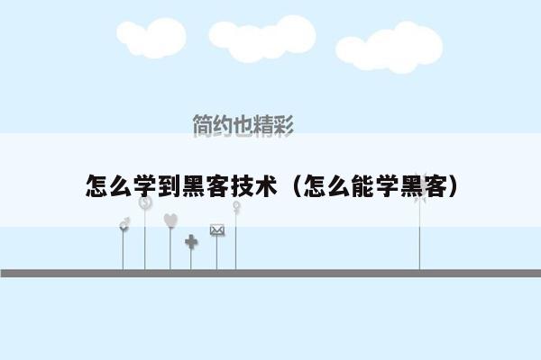 怎么学到黑客技术（怎么能学黑客）