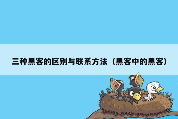 三种黑客的区别与联系方法（黑客中的黑客）