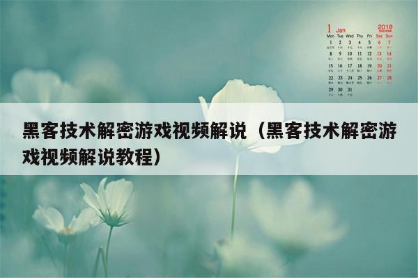 黑客技术解密游戏视频解说（黑客技术解密游戏视频解说教程）