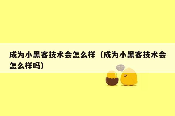 成为小黑客技术会怎么样（成为小黑客技术会怎么样吗）