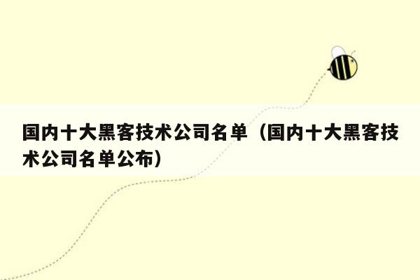 国内十大黑客技术公司名单（国内十大黑客技术公司名单公布）