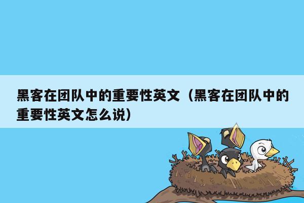 黑客在团队中的重要性英文（黑客在团队中的重要性英文怎么说）